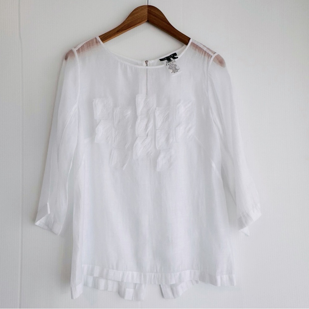 Nic + Zoe lightweight sheer blouse with patchwork design on front size medium